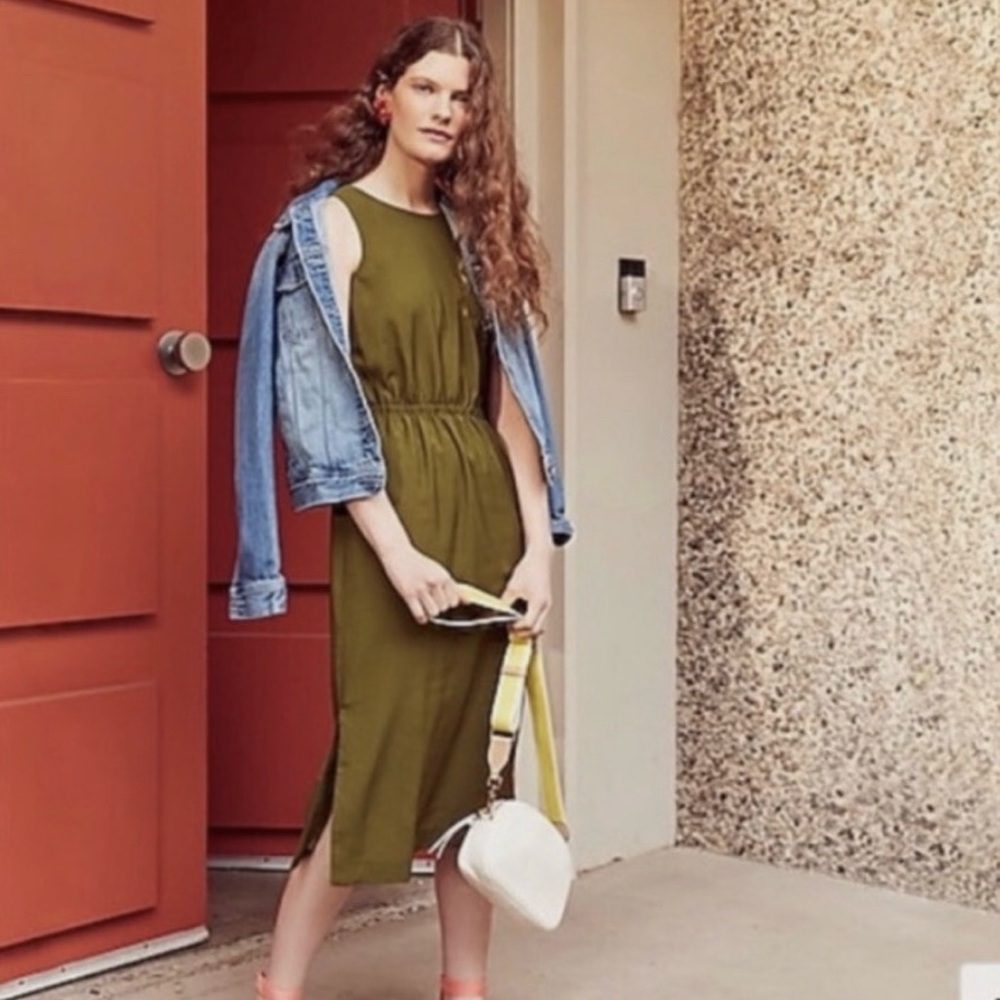 J. Crew Olive Green Dress with Buttons